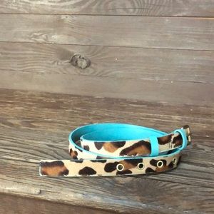 Leather Boden Belt with Animal (Leopard?), Size L